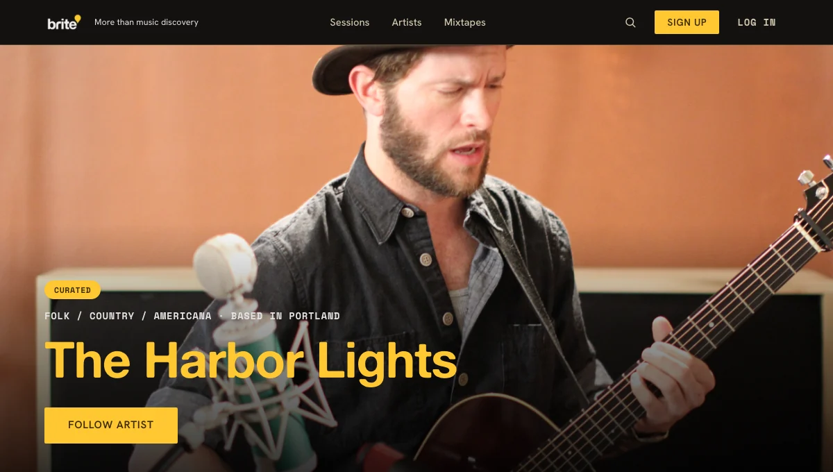 A public Brite artist profile page